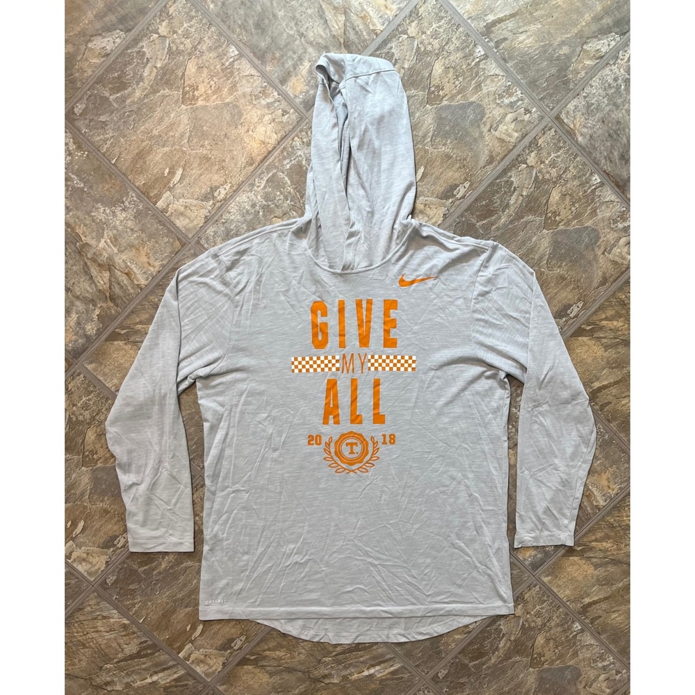 Nike Hoodie Men Large Gray Tennessee Vols Give My All Dri-FIT Shirt